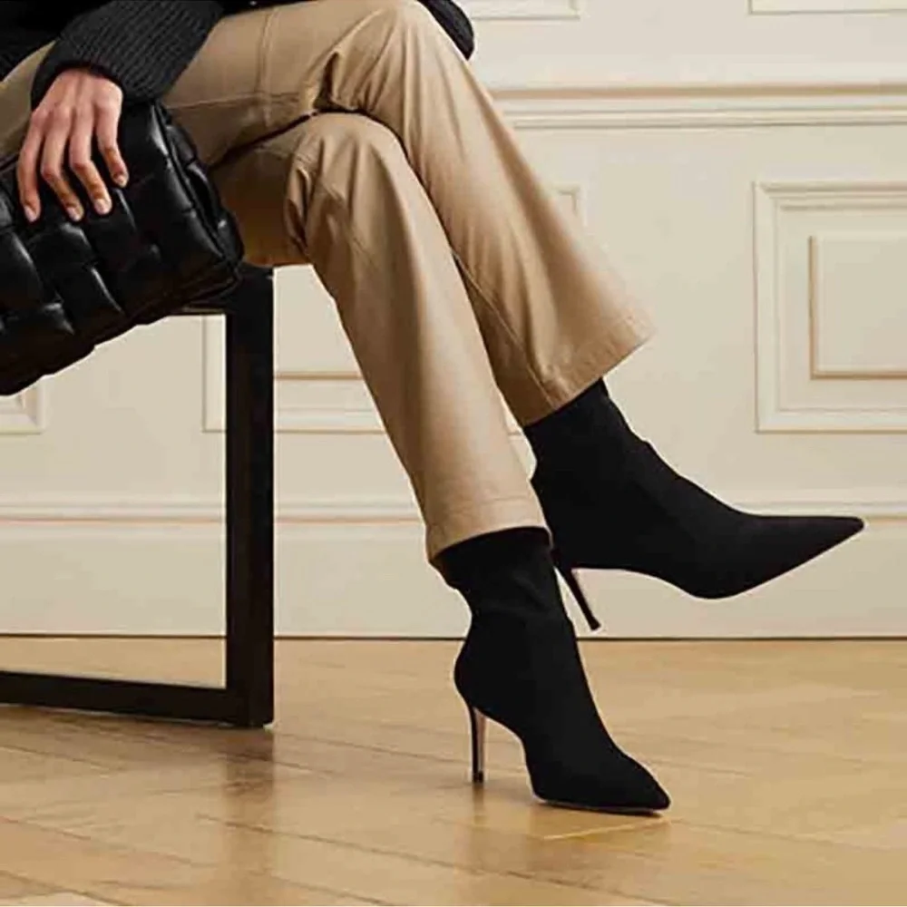 Stuart Weitzman Black Over-The-Knee Boots — Sleek Stretch Suede 9.5